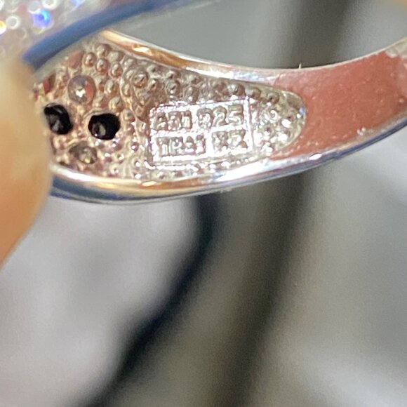 Sterling Silver White & Black CZ Pave Ring Band Size 7 *READ* - Picture 4 of 11